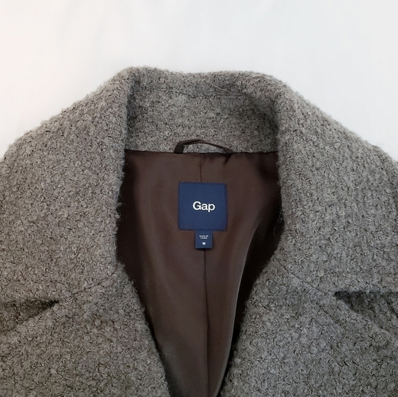 GAP Fuzzy Double Breasted Pea Coat Brown Taupe Textured Jacket - Picture 10 of 12